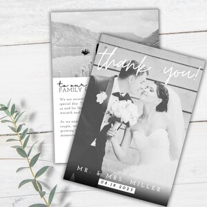 WEDDING THANK YOU - Wedding Thank You Card Template, Wedding Template, Photo Wedding Thank You, Editable Modern Thank You Template, Canva