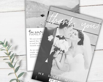 Editable Photo Wedding Thank You Card Template – Modern Canva (Digital Download)