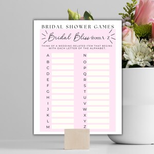 BRIDAL SHOWER GAME -- Bridal Bliss A-Z Game, Printable Bridal Shower Game, Fun Bridal Shower Activity, Editable Template, Canva