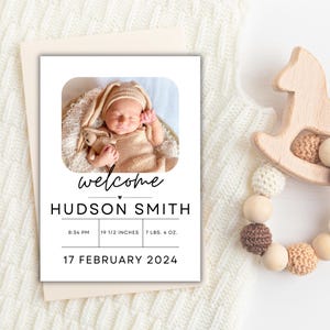 CUSTOM Baby Announcement- Editable Baby Announcement Card, Baby Stats, Birth Stats Template, Newborn Announcement, Printable Baby Card
