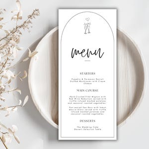 WEDDING MENU - Wedding Menu Template, Editable Wedding Menu Card, Dinner Menu Template, Modern, Minimalist, Instant Download, Canva Template