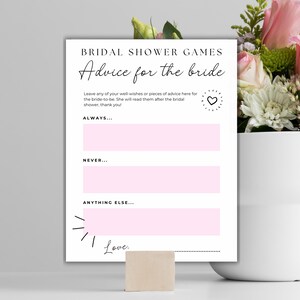 BRIDAL SHOWER GAME -- Advice for Bride Game, Printable Bridal Shower Game, Fun Bridal Shower Activity, Editable Template, Canva