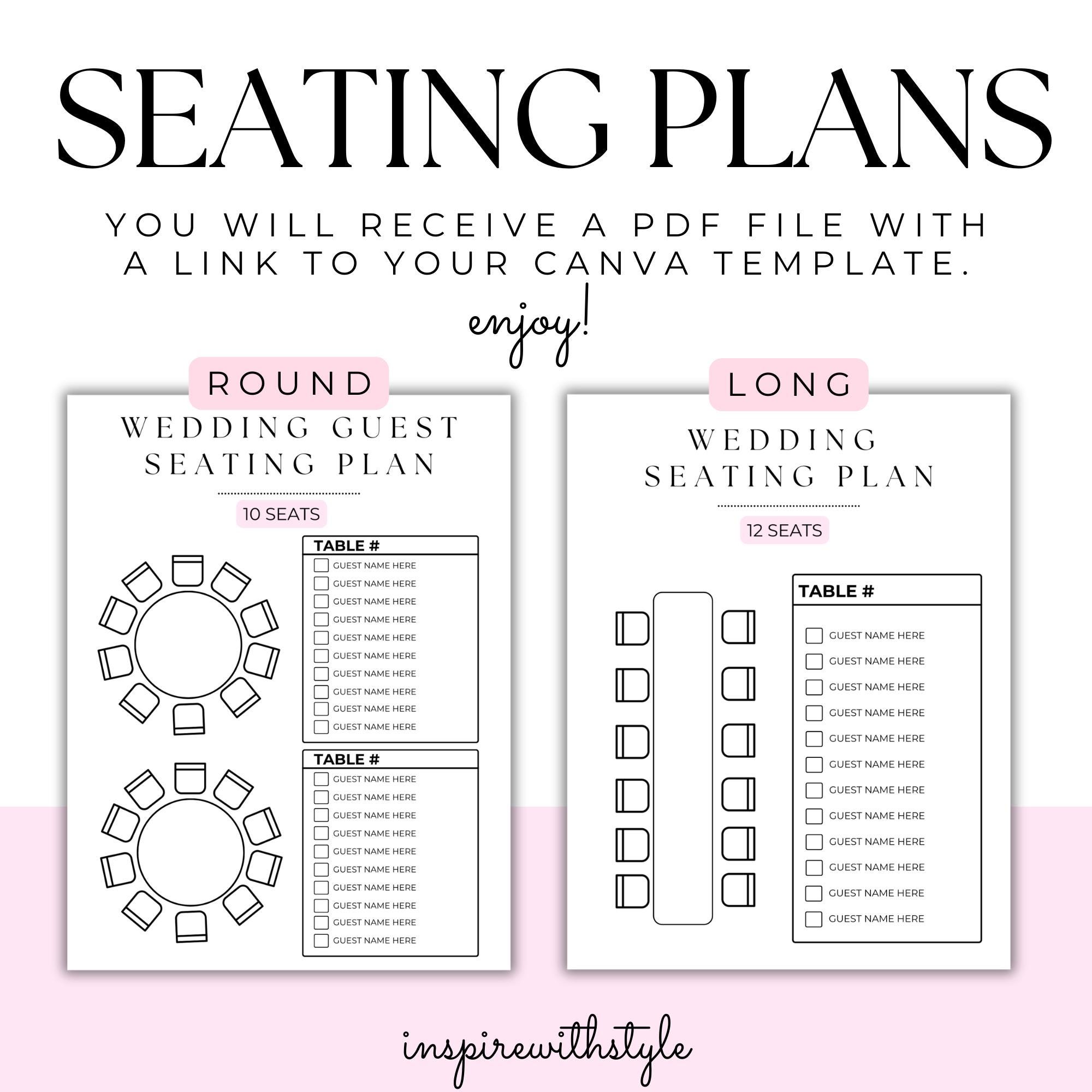 WEDDING SEATING CHART -- Printable Event Table Seating Template ...