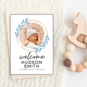 CUSTOM Baby Announcement- Editable Baby Announcement Card, Baby Stats, Birth Stats Template, Newborn Announcement, Printable Baby Card