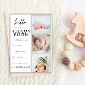 CUSTOM Baby Announcement- Editable Baby Announcement Card, Baby Stats, Birth Stats Template, Newborn Announcement, Printable Baby Card