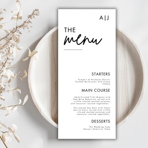 WEDDING MENU - Wedding Menu Template, Editable Wedding Menu Card, Dinner Menu Template, Modern, Minimalist, Instant Download, Canva Template