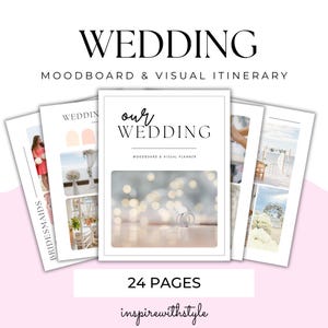 TABLERO DE ÁNIMO PARA BODAS: plantilla de planificador de bodas digital, tablero de visión de bodas editable, guía de diseño de bodas, plantilla de Canva editable
