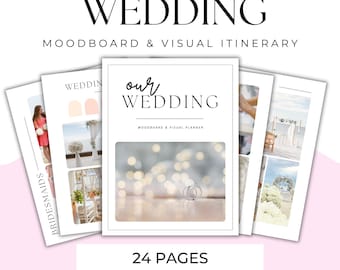 WEDDING MOOD BOARD -- Digital Wedding Planner Template, Editable Wedding Vision Board, Wedding Design Guide, Editable Canva Template
