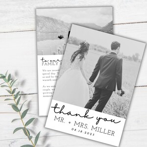 WEDDING THANK YOU - Wedding Thank You Card Template, Wedding Template, Photo Wedding Thank You, Editable Modern Thank You Template, Canva