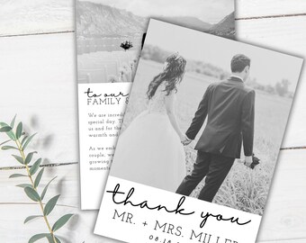 Photo Wedding Thank You Card Template - Editable Modern Design (Canva)