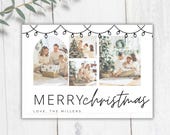FAMILY PHOTO CARD - Photo Christmas Card Canva Template, Editable Holiday Card, Christmas Photo Card Template, Family Photo Xmas Card