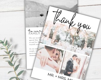 GRACIAS DE BODA - Plantilla de tarjeta de agradecimiento de boda, plantilla de boda, agradecimiento de boda con foto, plantilla de agradecimiento moderna editable, Canva