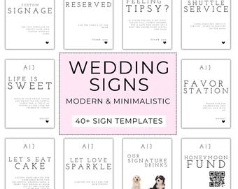 Modern Monogram Wedding Signs – Editable Canva Templates (Digital Download)