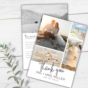 WEDDING THANK YOU - Wedding Thank You Card Template, Wedding Template, Photo Wedding Thank You, Editable Modern Thank You Template, Canva