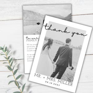 WEDDING THANK YOU - Wedding Thank You Card Template, Wedding Template, Photo Wedding Thank You, Editable Modern Thank You Template, Canva