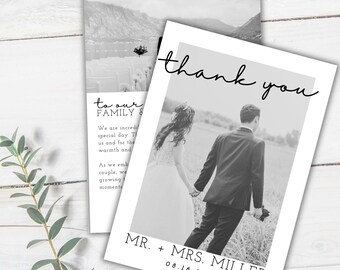 GRACIAS DE BODA - Plantilla de tarjeta de agradecimiento de boda, plantilla de boda, agradecimiento de boda con foto, plantilla de agradecimiento moderna editable, Canva