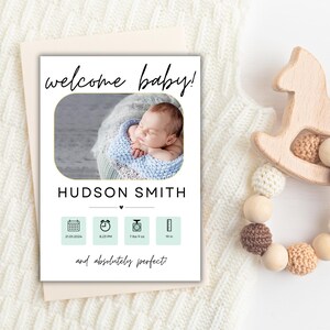 CUSTOM Baby Announcement- Editable Baby Announcement Card, Baby Stats, Birth Stats Template, Newborn Announcement, Printable Baby Card