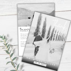 WEDDING THANK YOU - Wedding Thank You Card Template, Wedding Template, Photo Wedding Thank You, Editable Modern Thank You Template, Canva