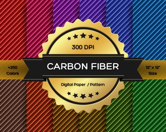 250 Carbon Fiber Digital Paper/Pattern | full color spectrum | 12" x 12" 300 Dpi resolution | Hex color codes | Scrapbook, journal & crafts