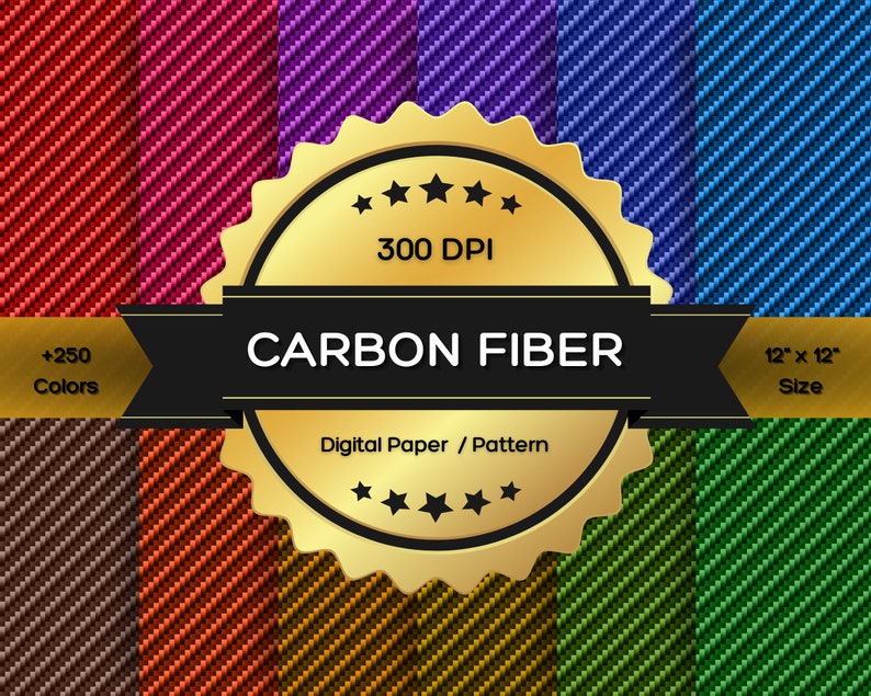 250 Carbon Fiber Digital Paper/pattern Full Color Spectrum 12 X 12 300