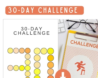 30-Day Challenge Tracker Printable | Goal Log & Countdown PDF (A4, US letter, PDF)