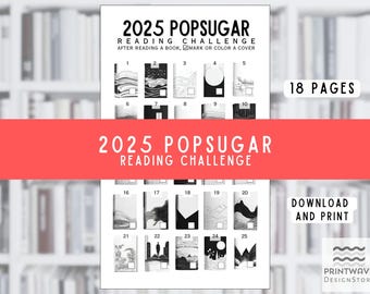 Popsugar Reading Challenge 2025 Printable / Instant download book tracker / Books challenge 2025  / book gifts for book lovers