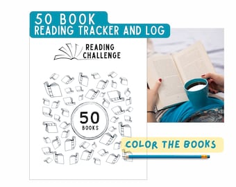 50-Book Reading Challenge | Printable Book Log & Tracker PDF (A4, US letter, PDF)