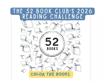52 Book Club 2026 Reading Challenge Printable Tracker PDF