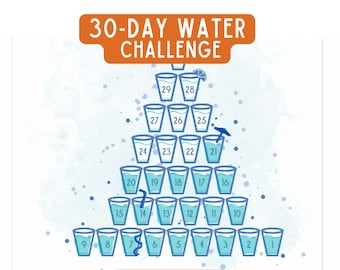 30 Day Water Challenge Printable | Hydration Tracker PDF | Water Tracker A4 US Letter