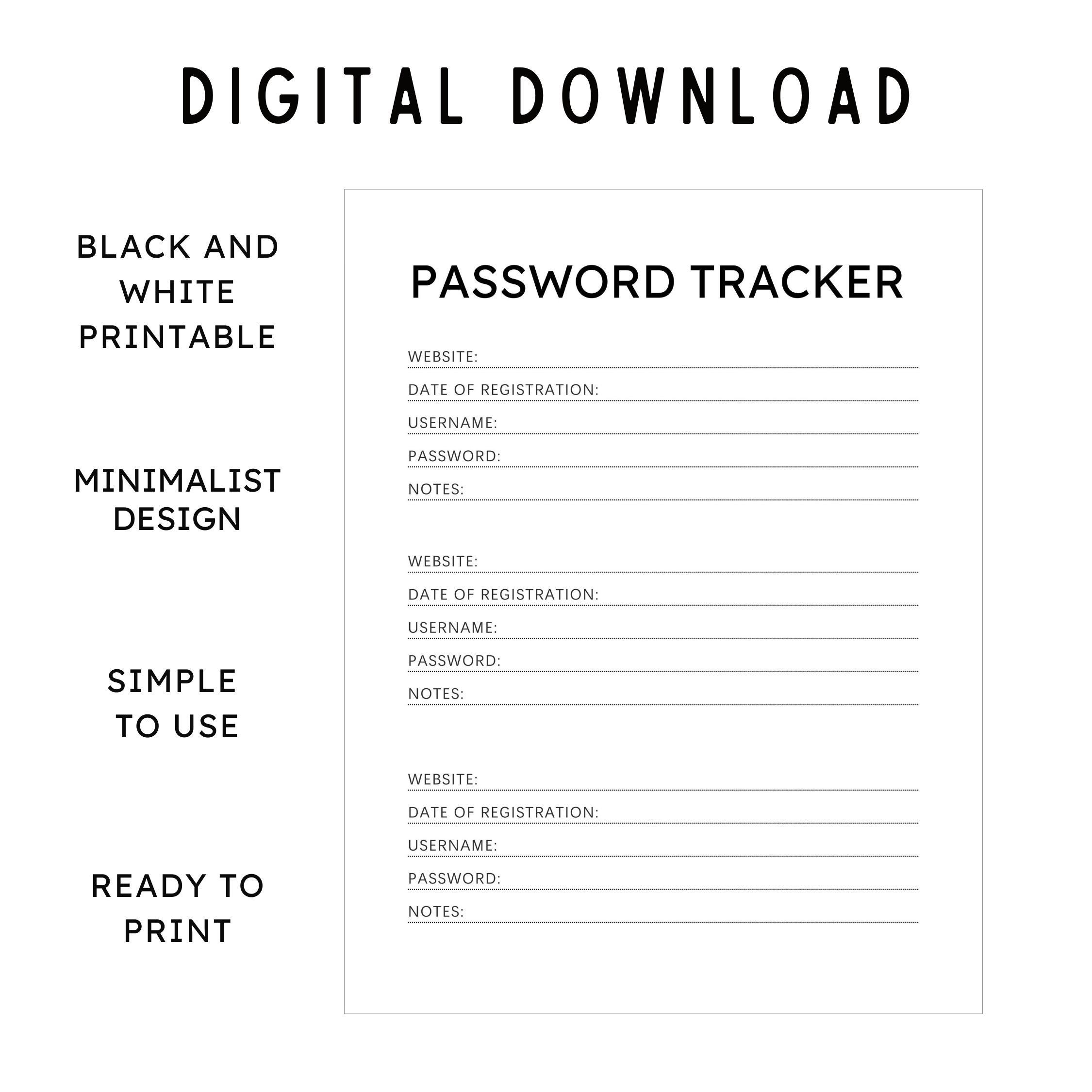 Password Trackers Printable // Password Manager and Organizer ...