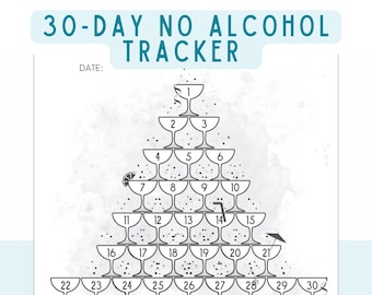 30 Day Sober Tracker Printable, No Alcohol Challenge Chart, Sobriety Countdown PDF, Digital Download