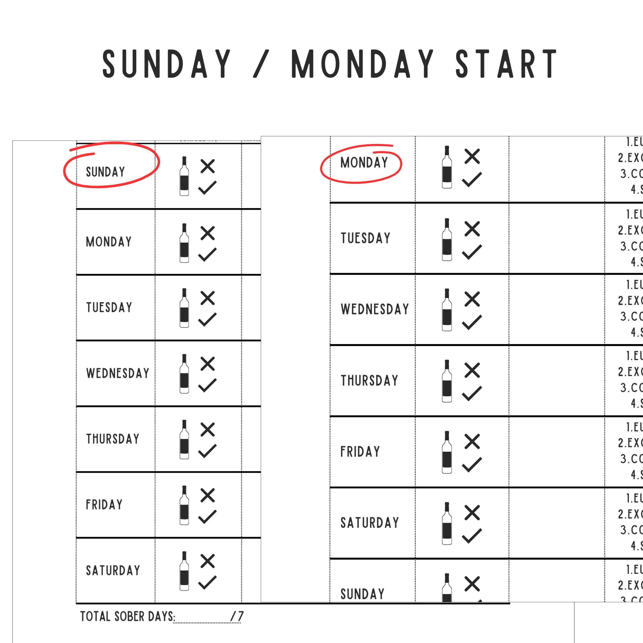 Weekly Alcohol Tracker Printable, Drink Log PDF, Sober Habit Tracker ...