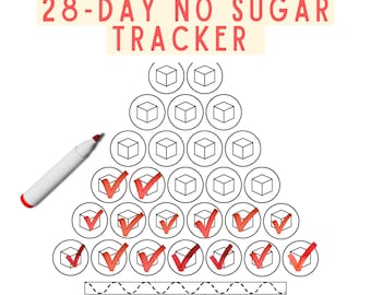 28 Day No Sugar Tracker Printable, Sugar Detox Challenge PDF, No Sugar Habit Tracker, Instant Download
