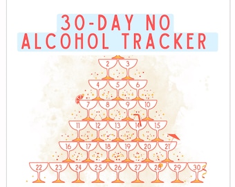 30-Day Drink Control Tracker Red | Alcohol-Free Challenge Log PDF