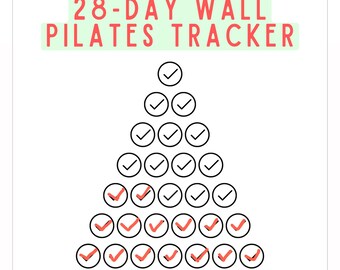 28 Day Wall Pilates Tracker Printable, Wall Pilates Challenge PDF, Daily Workout Log, Instant Download