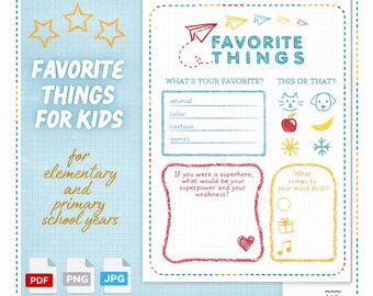 Kids Get to Know Me Worksheet | Favorite Things Printable | Back to School Icebreaker PDF