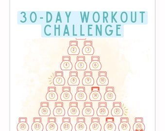30 Day Workout Challenge Printable Tracker PDF | Fitness Habit Log A4 US Letter
