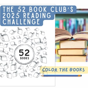 52-Book Club 2025 Sfida di lettura stampabile / Tracker e registro PDF