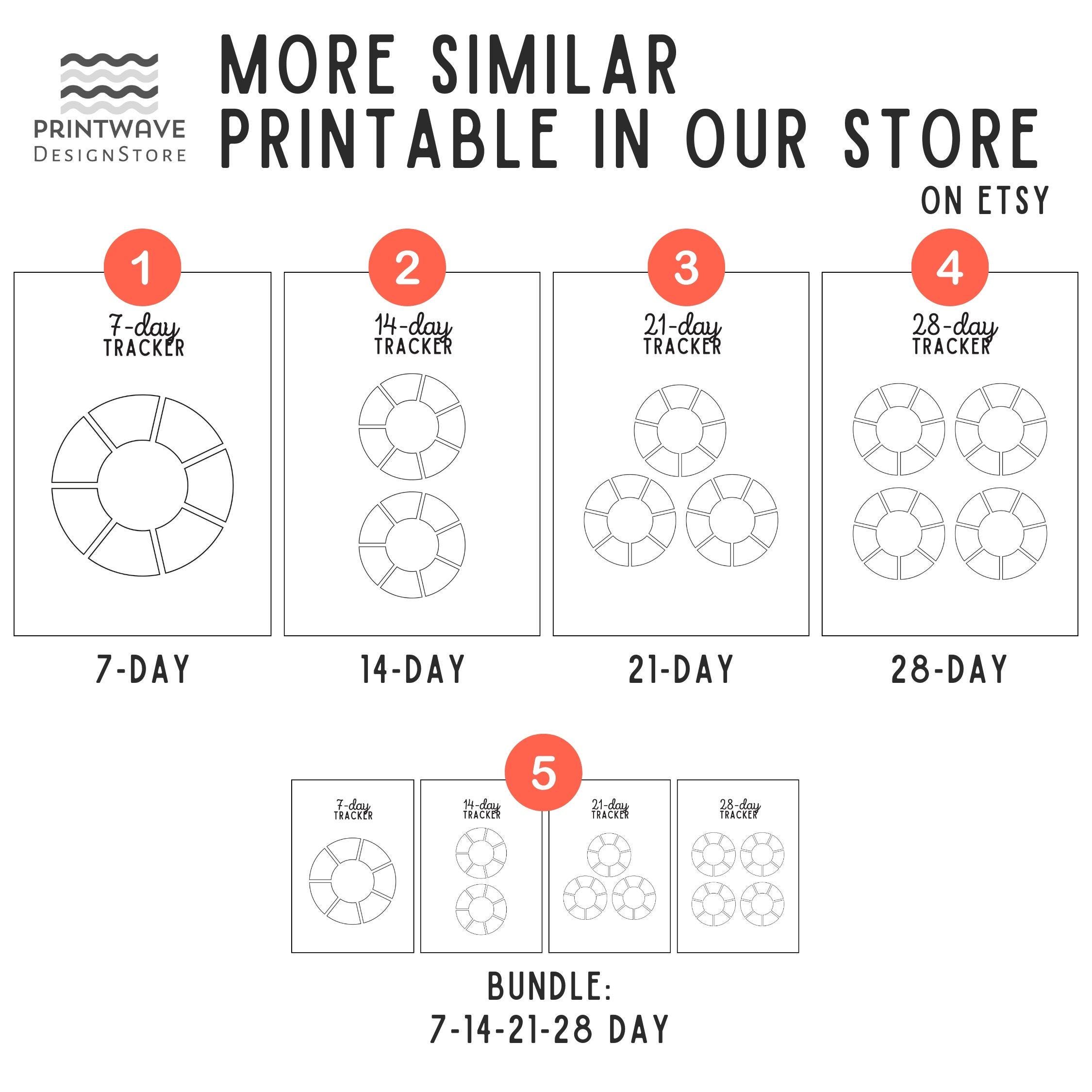 7-day Circle Tracker Printable, Color Palette Suggestions (PDF, A4/A5 ...