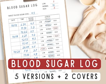 Blood Sugar Management Log | Printable Diabetes Tracker PDF (A4, US letter, PDF)