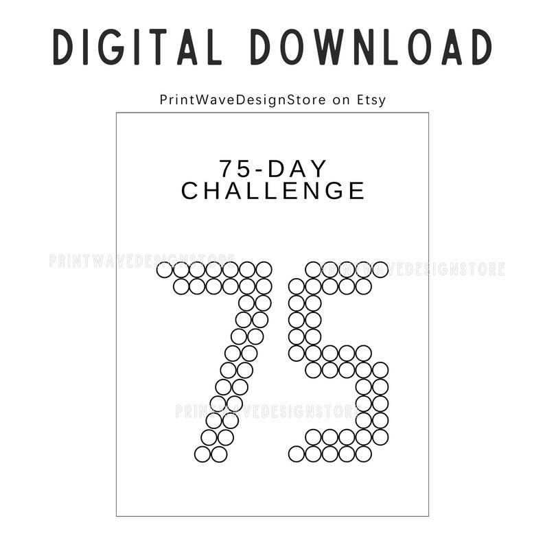 75-day Challenge Tracker | Printable Goal Log (PDF) - Etsy