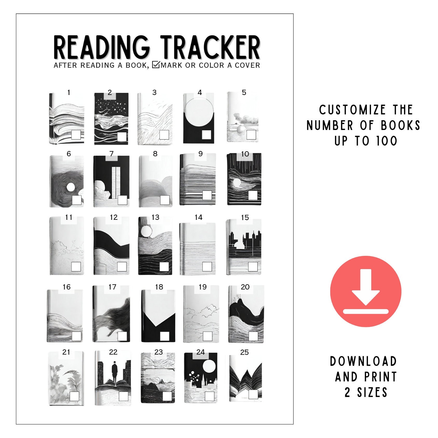 100 Books Reading Tracker Printable / Reading Challenge Book Log / 100 ...