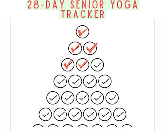 28 Day Senior Yoga Tracker Printable, Gentle Yoga Challenge PDF, Fitness Log Download