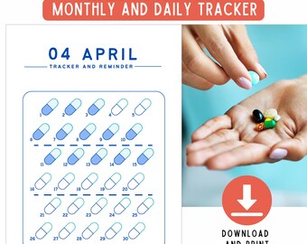 Blue Medication Tracker Printable | Daily & Monthly Log PDF (A4, B5, US Letter)