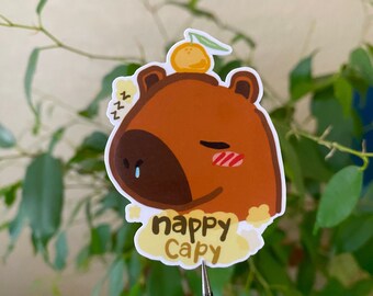 Nappy Capy Sticker - Sleeping Capybara Sticker - Cute Capybara sticker