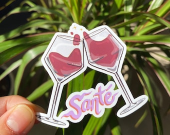Wine Santé Sticker - Wine Glass Decal