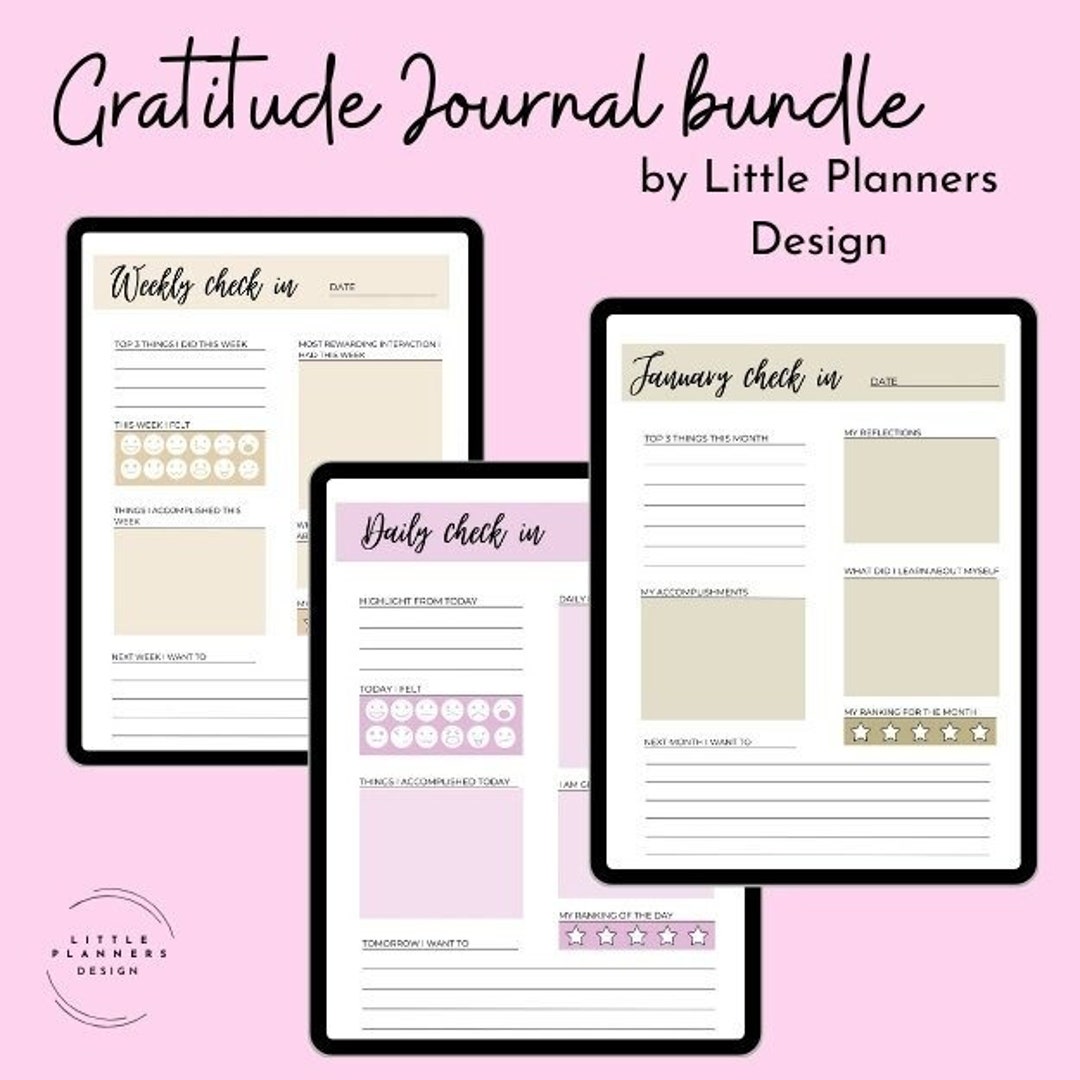 2024 Daily Check in Gratitude Journal Undated Monthly Reflections ...
