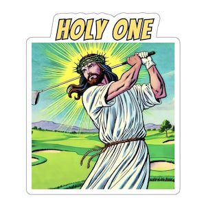 Holy One Jesus Golf Sticker Christian Golf Cart Decal Funny Hole in One Cadeau voor hem Katholieke Meme Fore Jesus