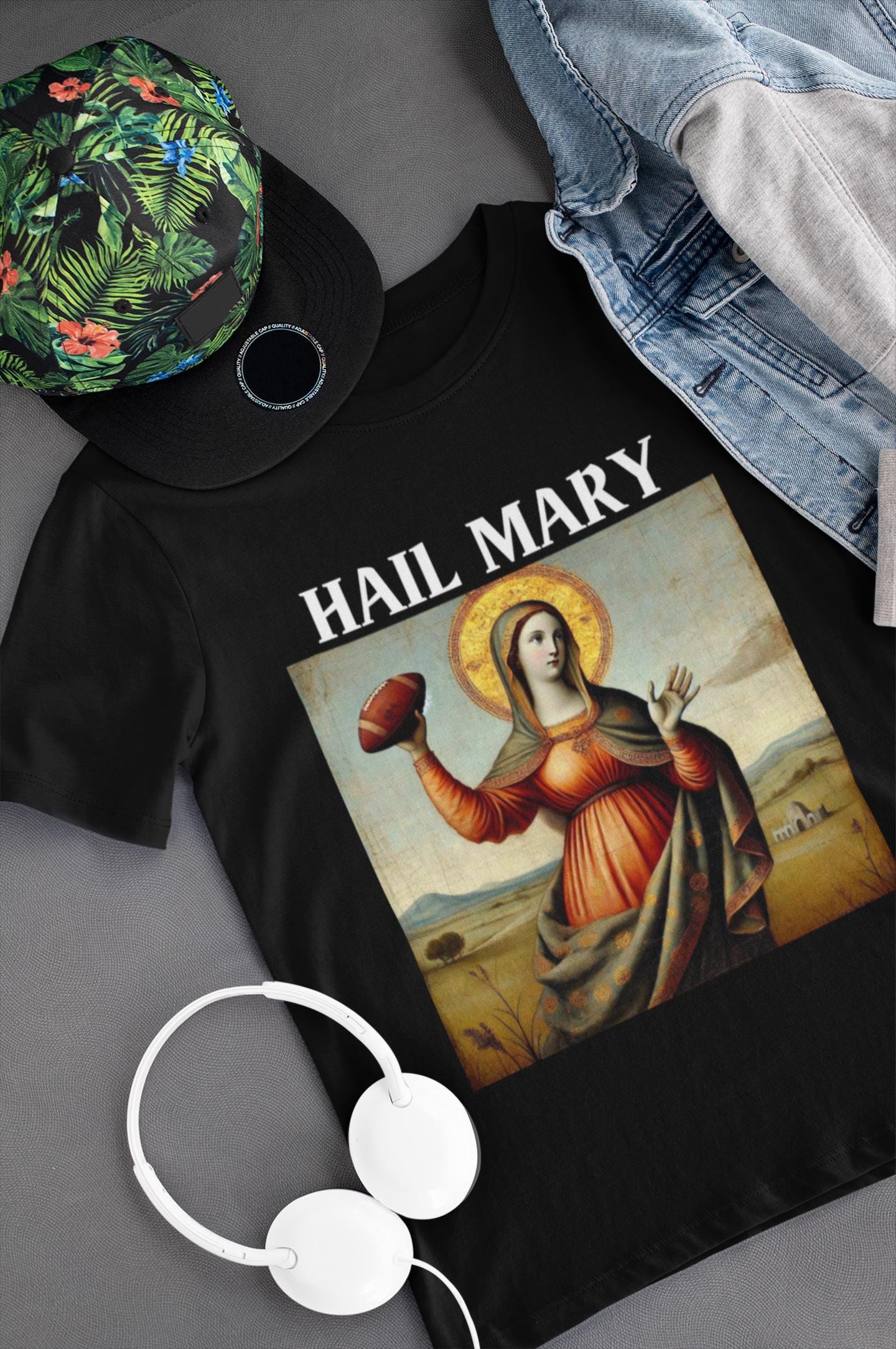 Hail Mary T-shirt Catholic Football Shirt Funny Bowl Party Virgin