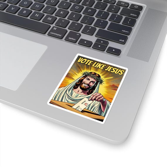 Funny Political Bumper Sticker – ‘Would Jesus Own A Gun & Be A Republican?’ – 3x10 Inches, Vinyl, USA Made